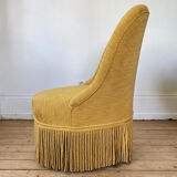 Toad armchair in gilded ribbed canvas