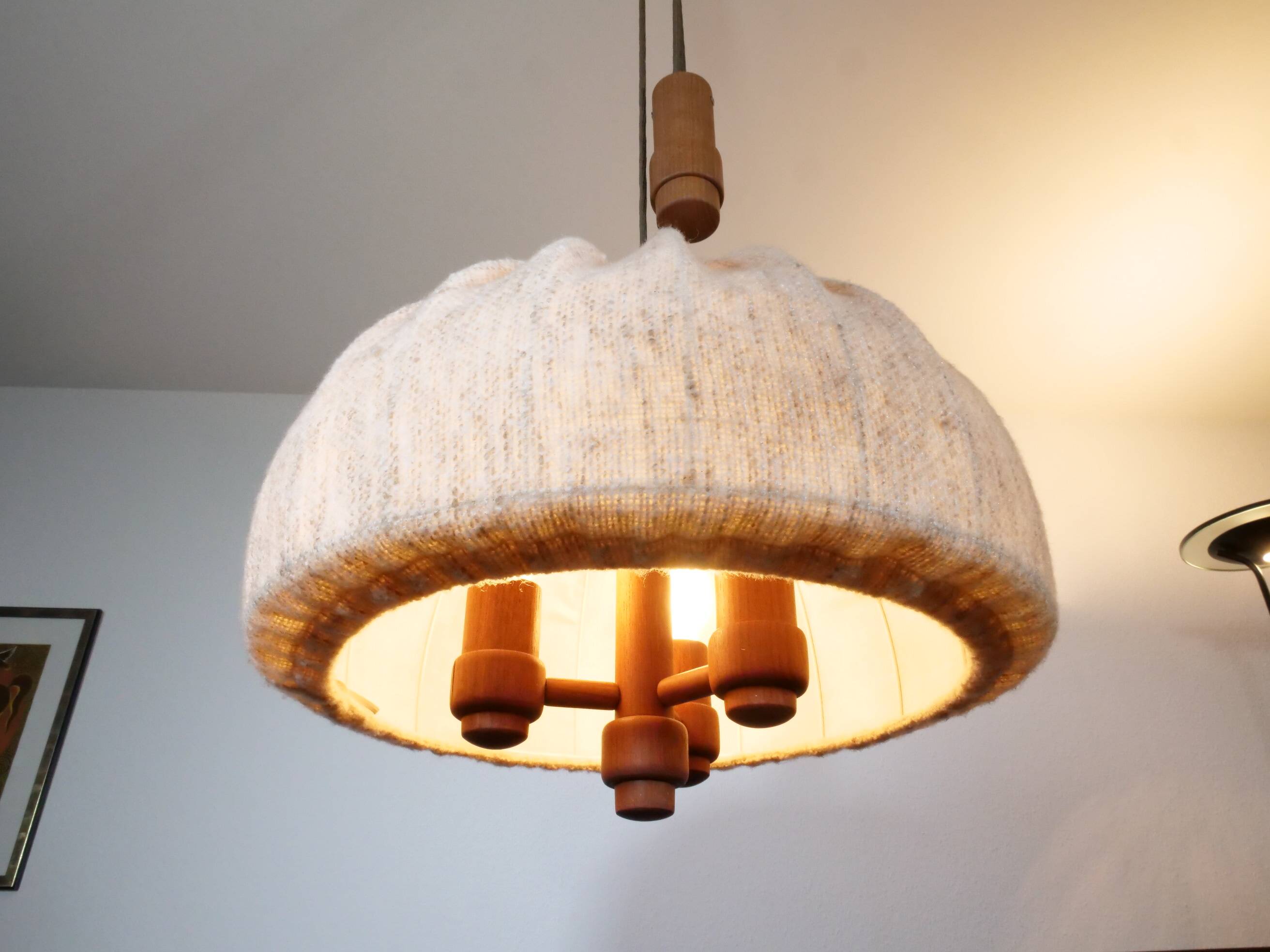 Teak Pull Pendant Ceiling Lamp Domus 1960s