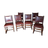 Chaises anciennes en cuir rustique