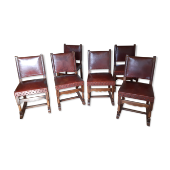 Old rustic leather chairs