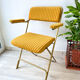 Vintage folding chair LAFUMA gold striped yellow fabric