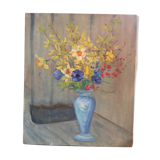 Painting oil on canvas bouquet of flowers Impressionist old still life