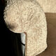 Renovated crapaud armchair with footrest - Boucle fabric