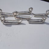Box of 6 knife holders shaped swan in faience