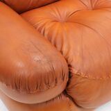 Sapporo cognac leather armchairs by Girgi 1970s
