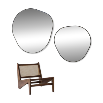 Duo de miroirs Bossa Nova Contours métal noir