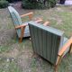 Pair of emerald green fabric armchairs circa 1950