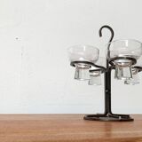 Danish metal and glass candlestick, 1960s