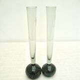 Set of 2 bubbled blown glass vases