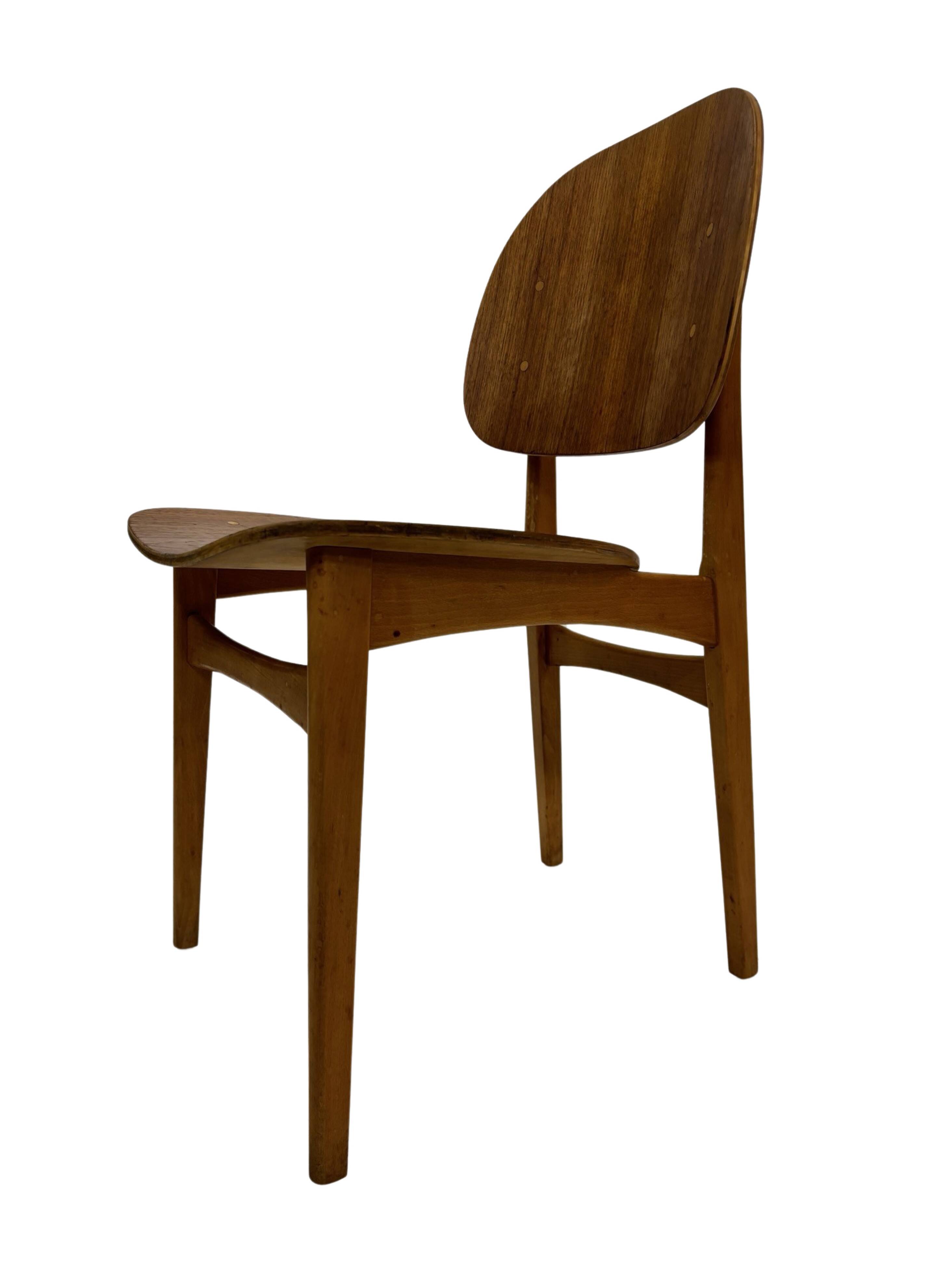 Vintage dining room chair Scandinavian 1960s plywood and teak design