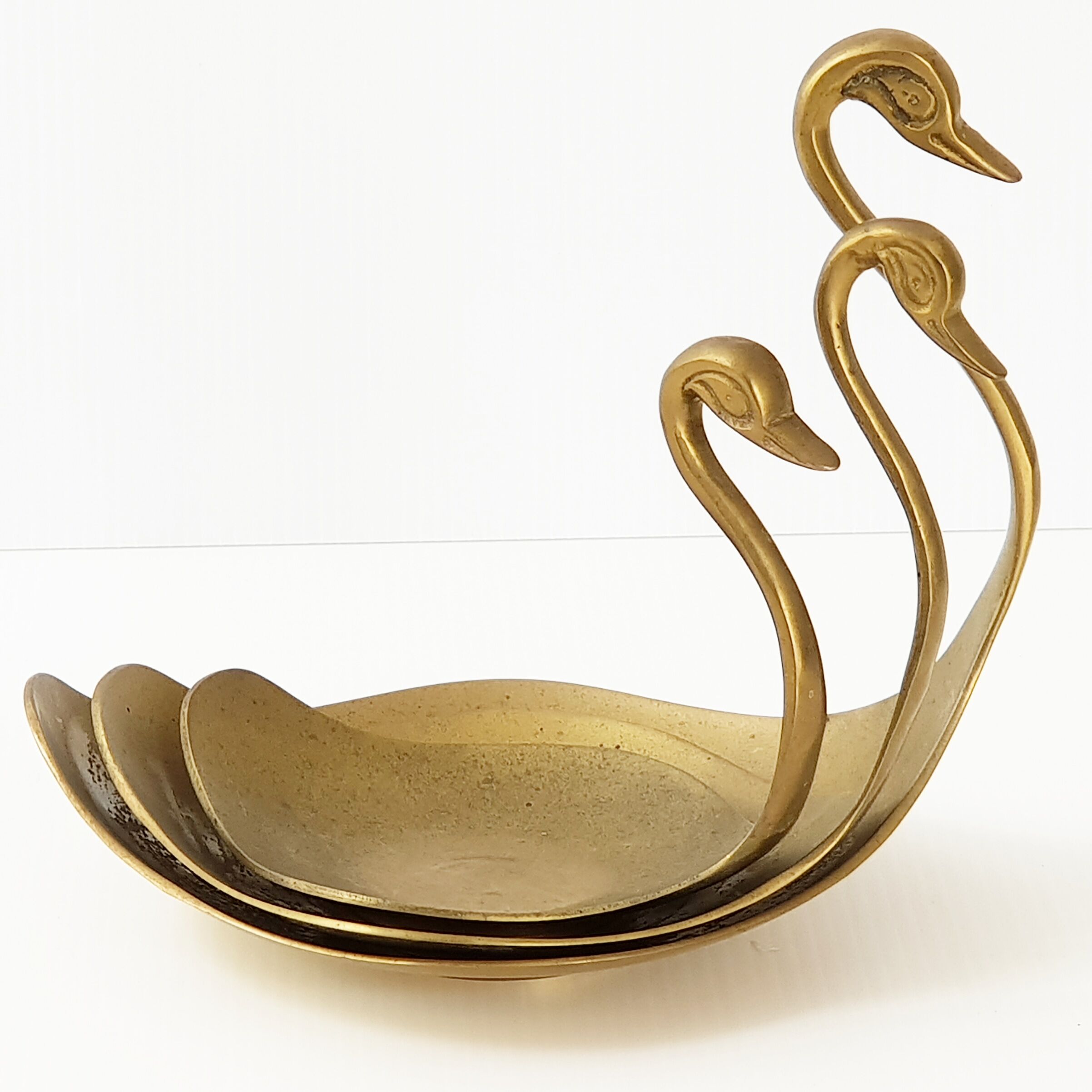 Suite de 3 vide-poches cygnes 1970 vintage