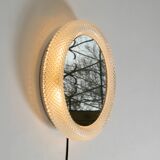 Stunning 1960s illuminated Limburg crystal glass wall mirror