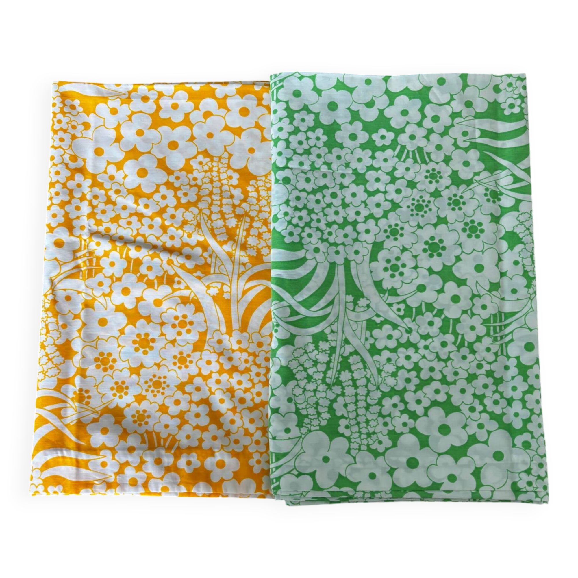 Set of two seventies Descamps Tergal bolster cases