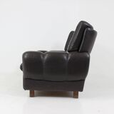 Mid-Century Design Black Leather Sofa, 1970s, Czechoslovakia