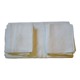 Tablecloth and its 12 monogrammed linen towels