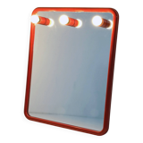 Red mirror with integrated light bulbs by Metalplastica, 1970
