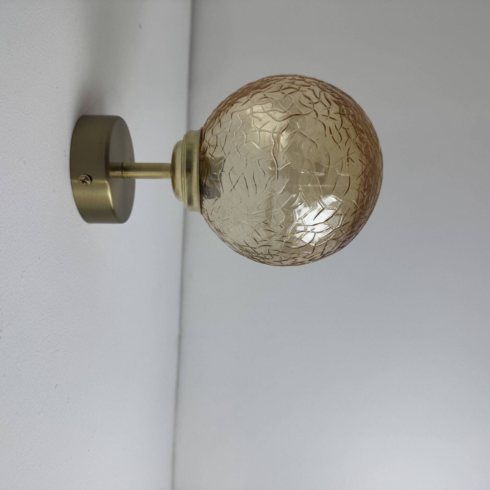 PAIR OF VINTAGE AMBER GLASS WALL LIGHTS