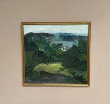 Huile su toile suédoise – “Soirée dans l'archipel” – Signée et datée 1964 – Vintage