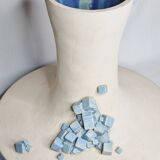 Design rocking vase in glazed ceramic with crystal decoration, 34 cm