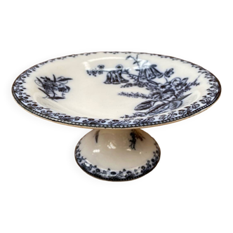 Antique White Porcelain Cake Dish Compotier Vintage Flower Decor