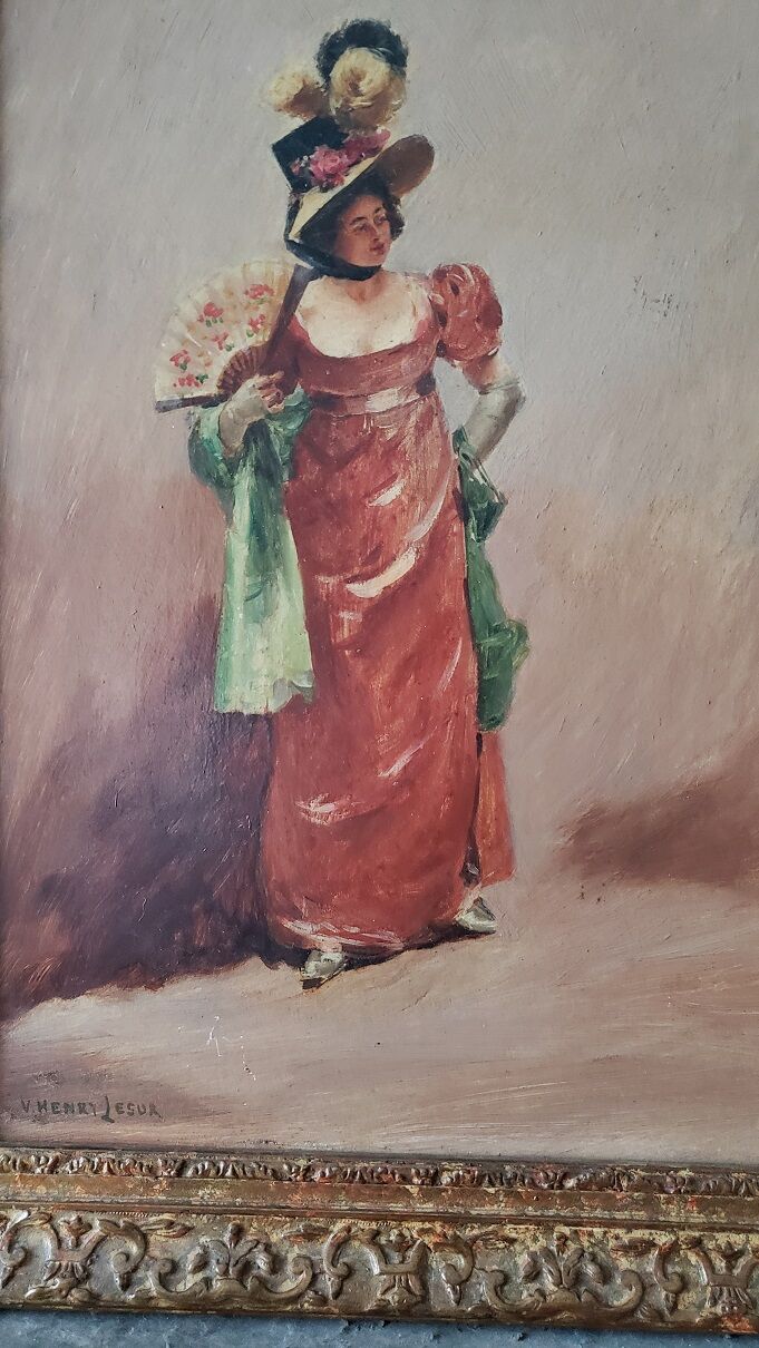 Pair of oils on panel by henri victor lesur