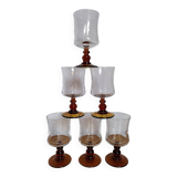 6 verres à pied ambrés