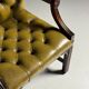 Green leather tufted office chair