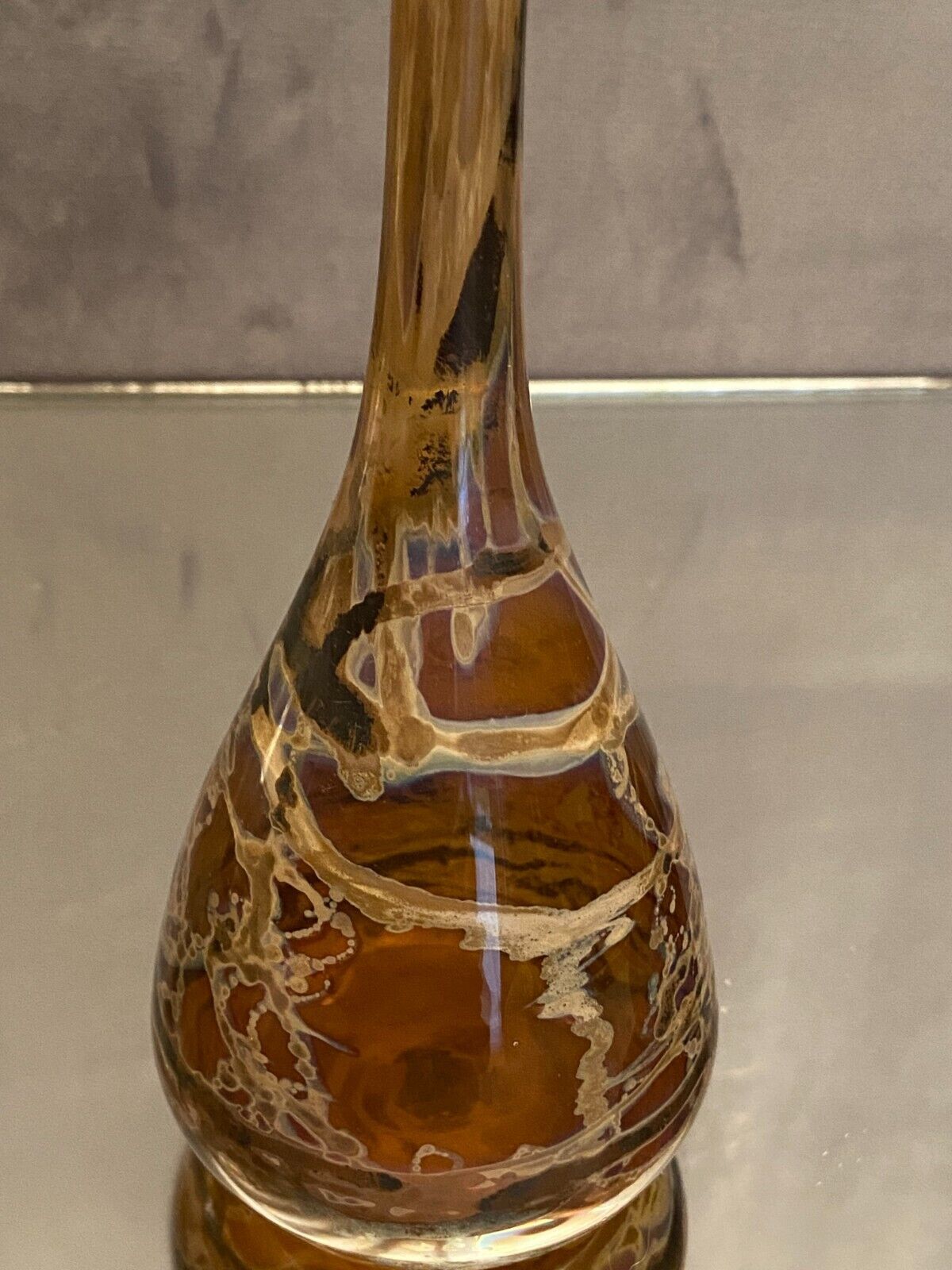 Soliflore vase in tinted glass with marbled decoration Murano Venice
