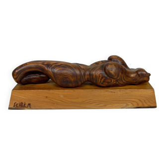 Important Sculpture of a Woman's Body, Cedar and Oak, Brutalism, 1970