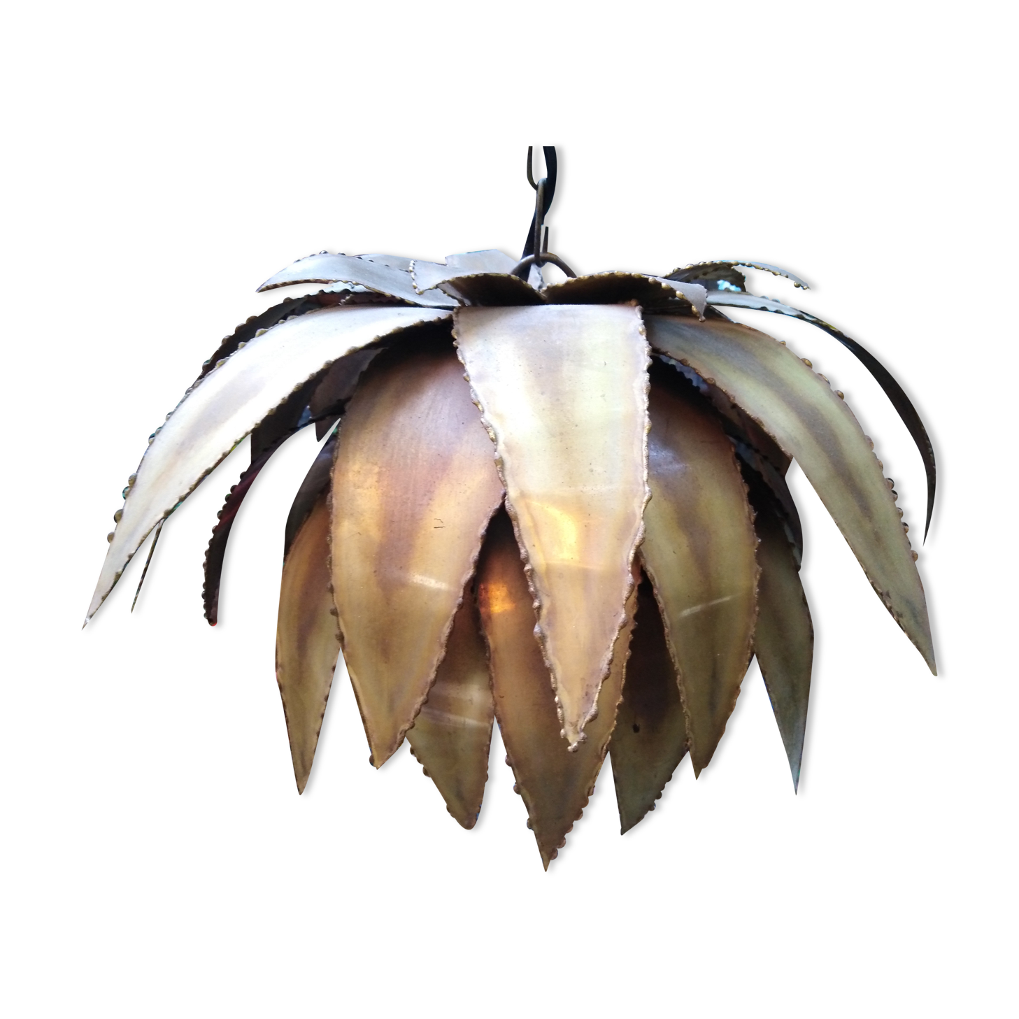 Copper foil luminaire 1970, palm style, Jansen style