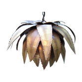 Luminaire feuille de cuivre 1970 façon palmier style Jansen