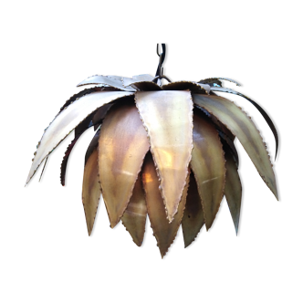 Copper foil luminaire 1970, palm style, Jansen style