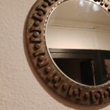 Beautiful brutalist round iron mirror in the RYCKAERT style ATELIER MAROLLES JEAN TOU