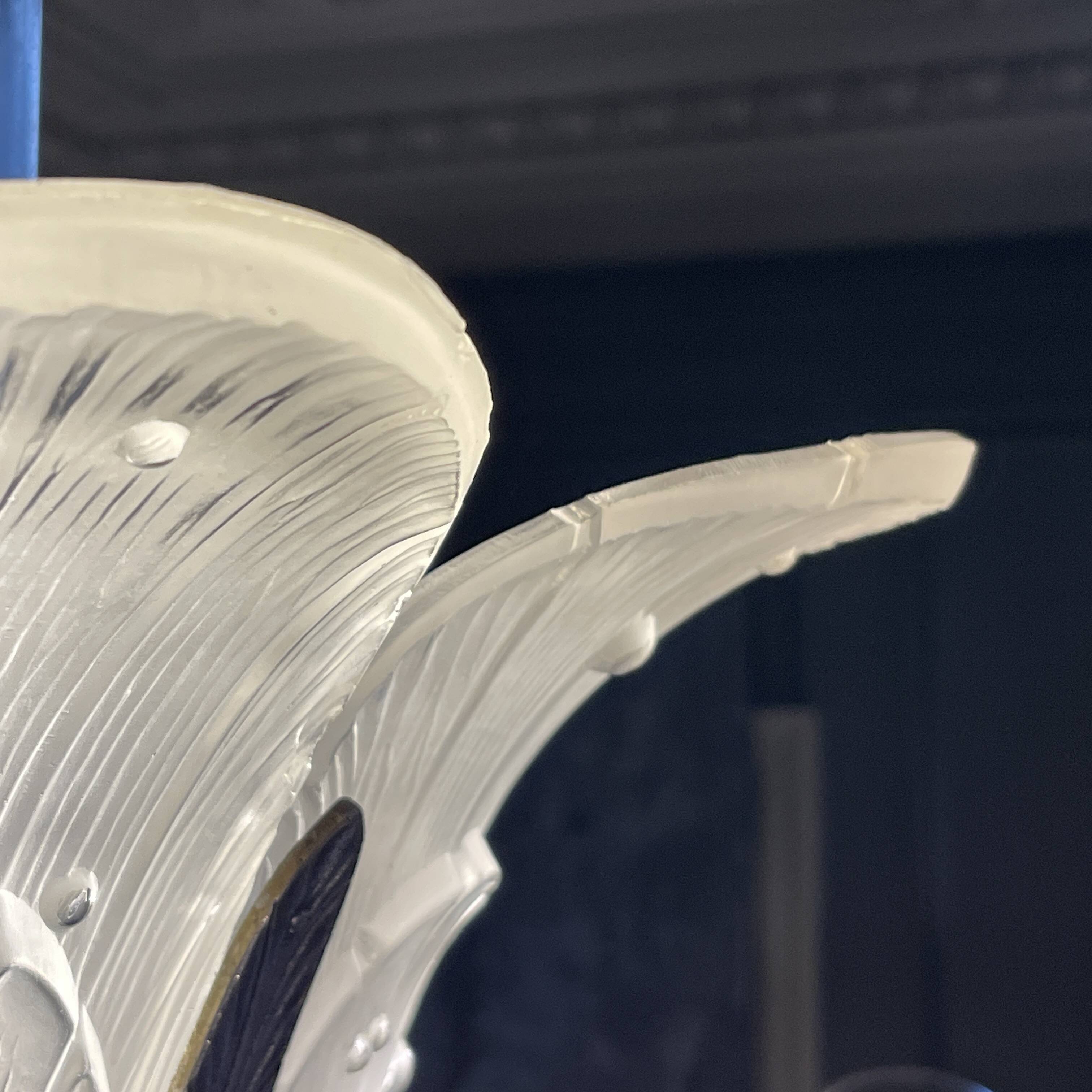 Art Deco chandelier, sandblasted pressed glass, nickel-plated bronze 1930