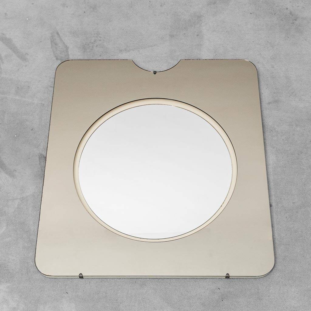Wall mirror smoked glass 1970s vintage modernism