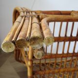 Vintage - lot de 2 fauteuils en bambou et rotin tressé avec coussins- couleur naturel - Années 80