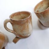 Série de 8 tasses et sous tasses vintage en grès