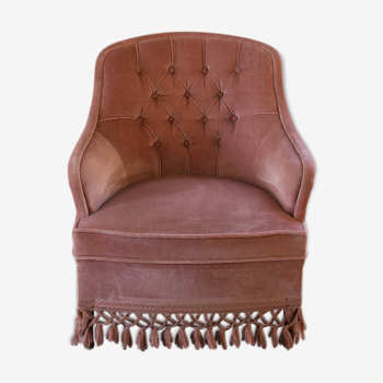 Fauteuil crapaud vieux rose