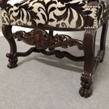 Pair of ceremonial armchairs in blackened oak, France late 18th century.