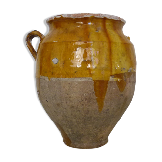 Pot à confit jaune vernissé, sud ouest de la France, Pot de conservation, XIXème