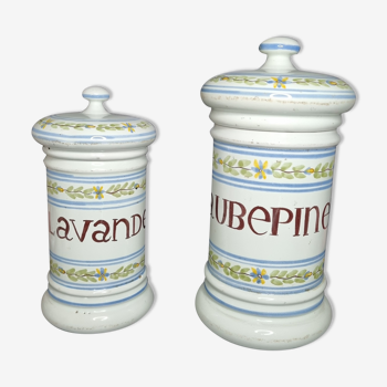 Series of two earthenware pharmacy pots