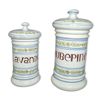 Series of two earthenware pharmacy pots