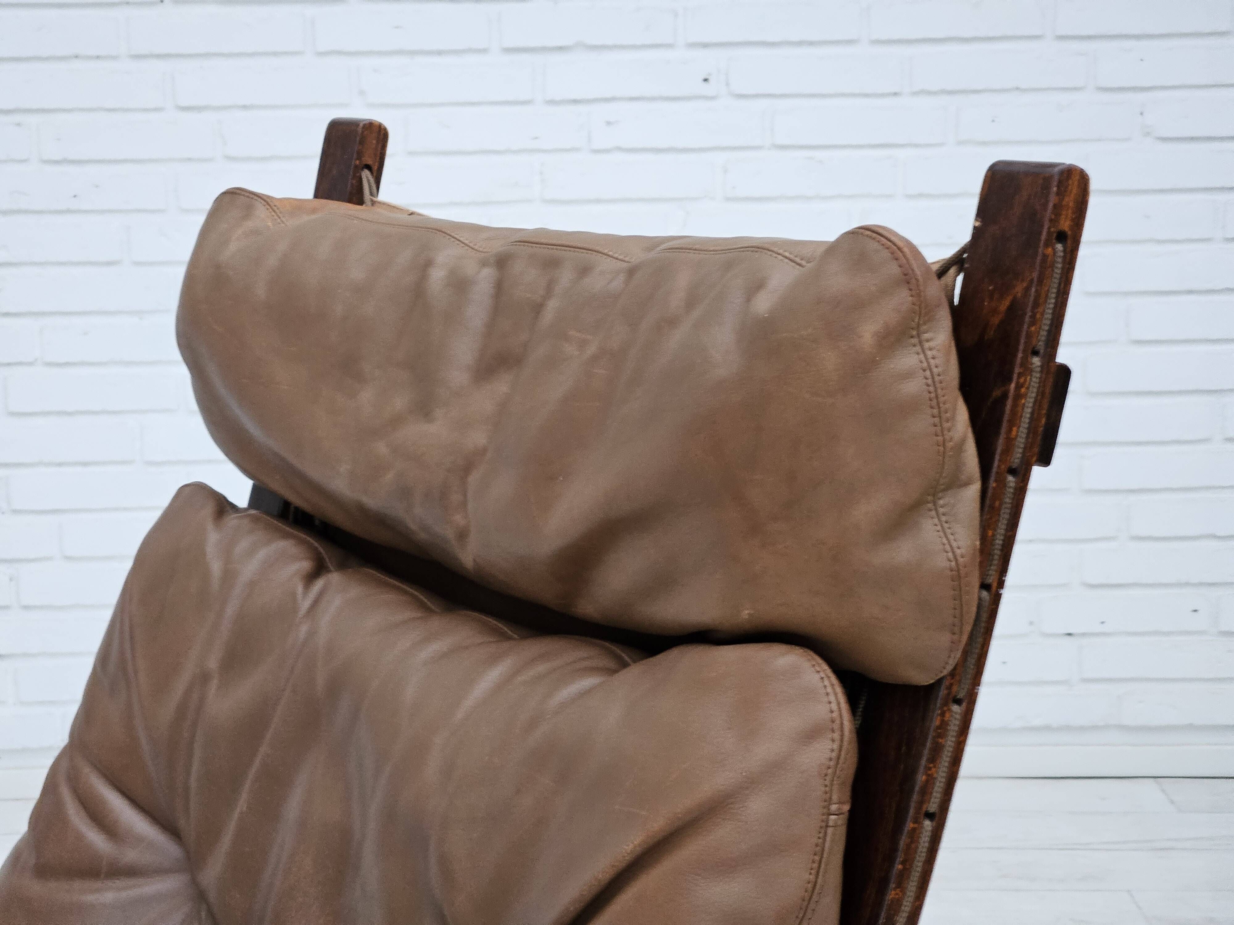 1970’s, Norwegian design, "Siesta" lounge chair by Ingmar Relling, leather, bentwood.