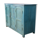 Buffet vaisselier en teck birman avec patine turquoise d'origine
