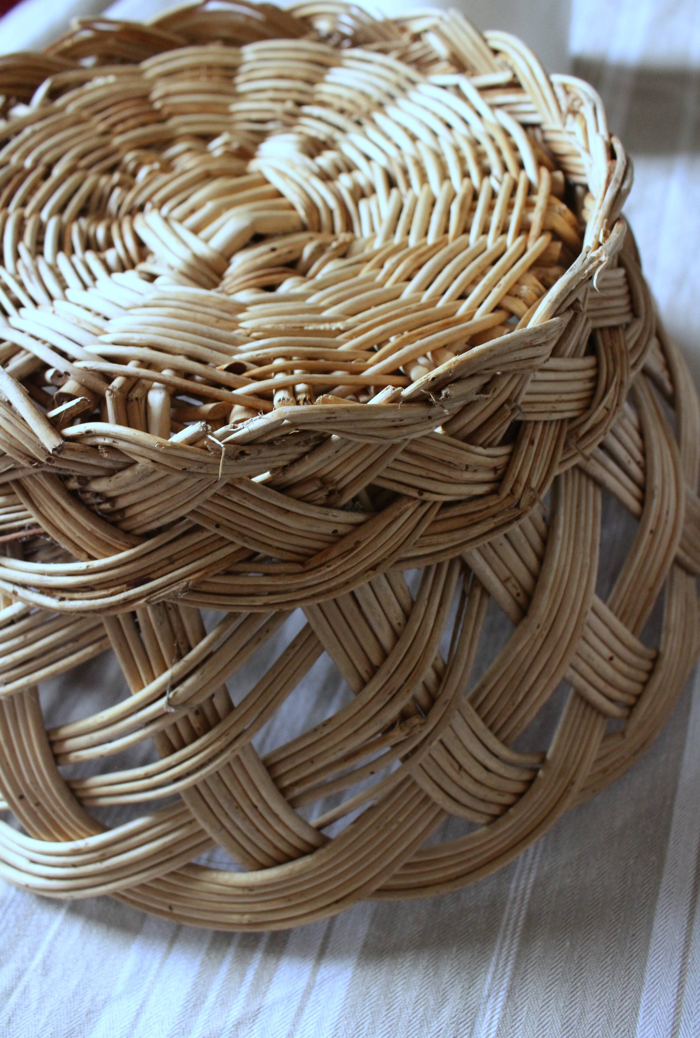 Large vintage woven wicker basket