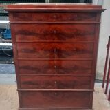 Flamed mahogany chest of drawers with 6 drawers