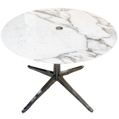 Florence Knoll - Round tabletop, Calacatta Oro Verde marble, chrome base