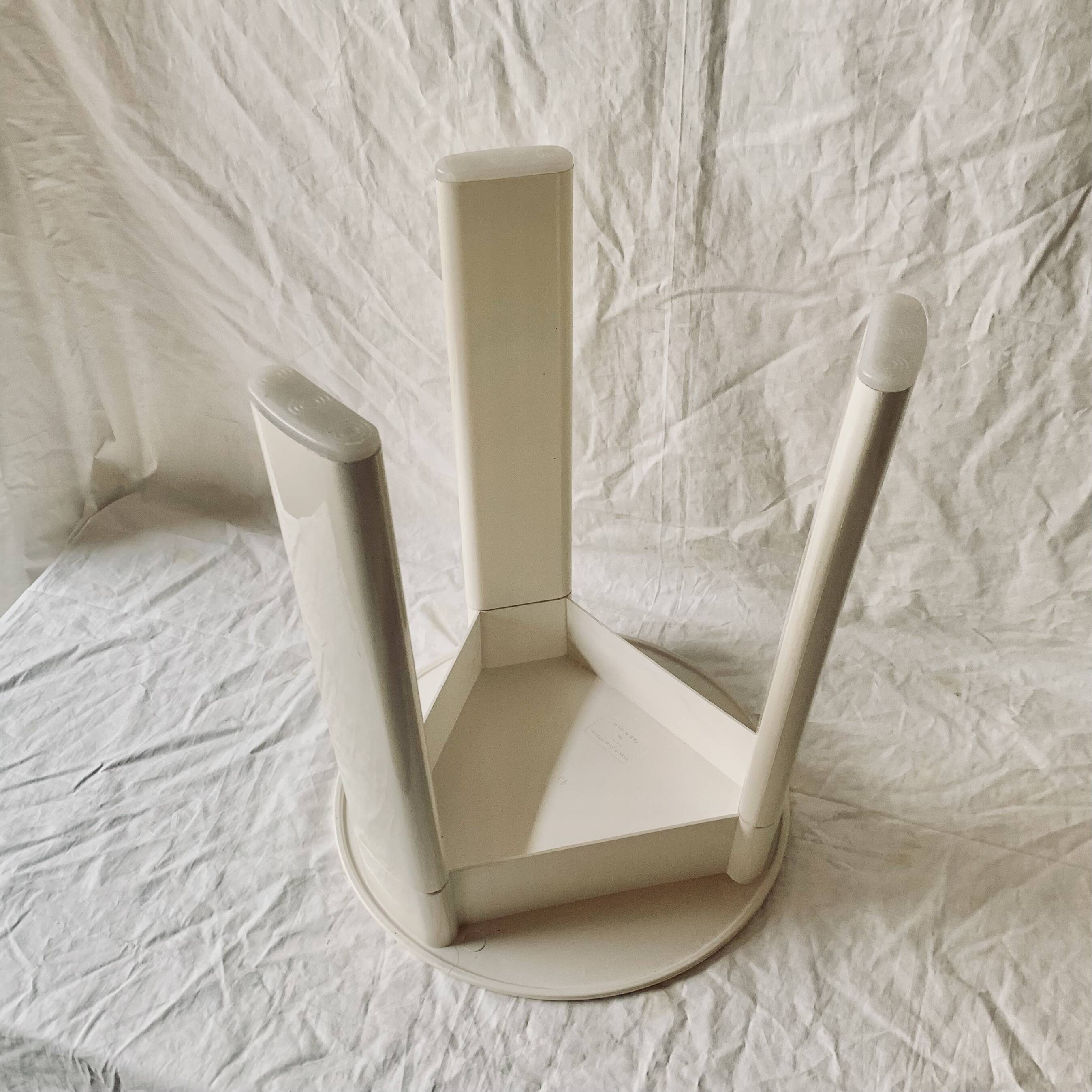 Vintage white plastic tripod stool Gedy - design Olaf von Bohr