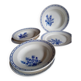 6 assiettes anciennes 1920/30 Badonviller, décor bleu