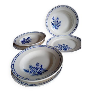 6 old plates 1920/30 Badonviller, blue decor